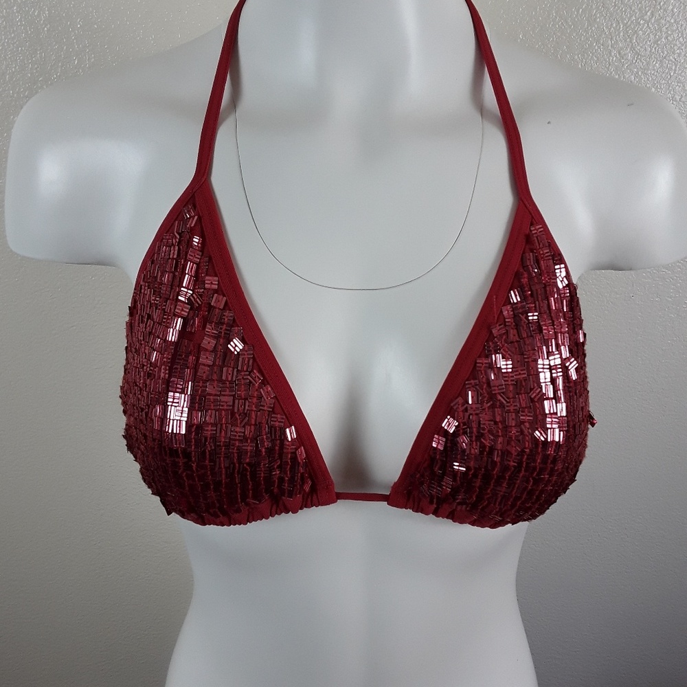 Victoria's Secret Rust Red Sequined Bikini Top